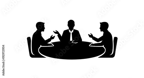Business Meeting Silhouette: A simple silhouette shows a business meeting in action, capturing the essence of collaboration and decision-making within a corporate setting.