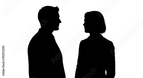 Silent Encounter: Silhouette of a man and woman in a moment of connection, conveying the essence of communication, and relationship.