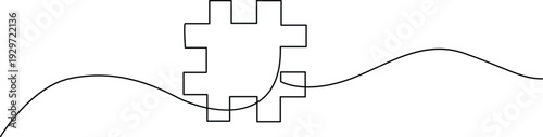 A stylized representation of a puzzle piece with smooth, flowing lines Vector
