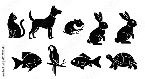 Pet Silhouette Collection: A stylish and simple silhouette collection of beloved pets, perfect for illustrating pet-related themes.