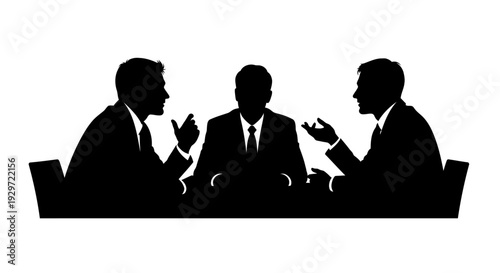 Negotiation silhouette: Silhouette of professional figure engaging in animated negotiation, a visual representation of business communication and collaboration.