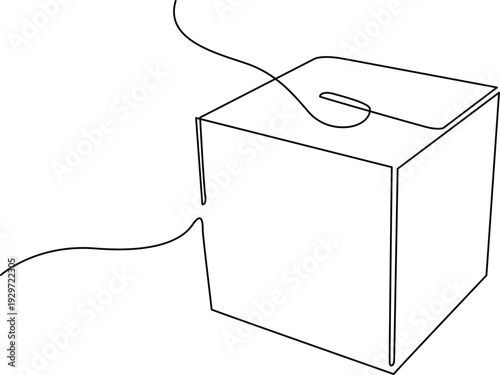 A simple line drawing of a box with a cord and a button on top Vector