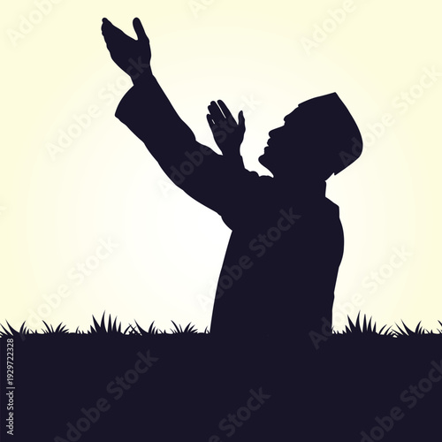praying man silhouette illustration