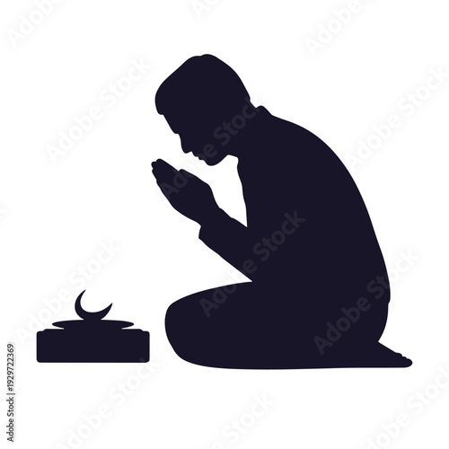 praying man silhouette illustration