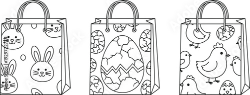 Three easter themed gift bags with animal designs for celebration