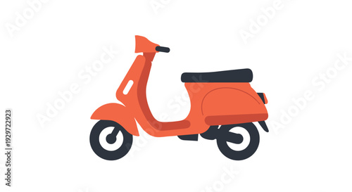 red scooter vehicle side view flat simple illustration