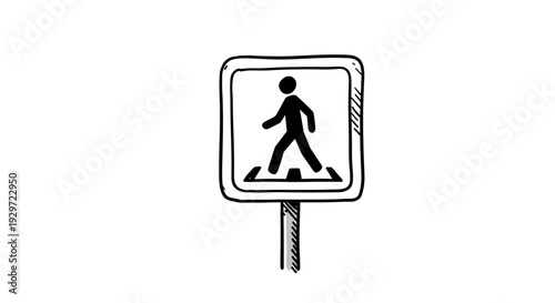 pedestrian crossing traffic sign hand drawn outline sketch for road safety illustration