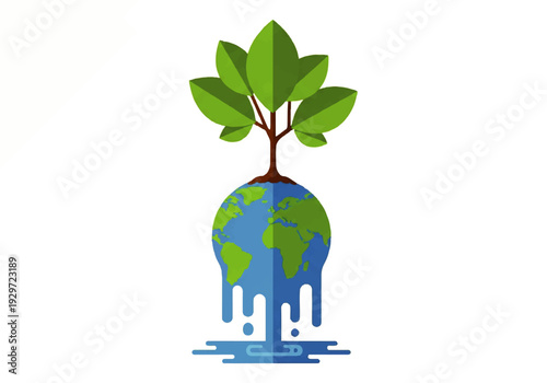 Earth with tree growing on top.