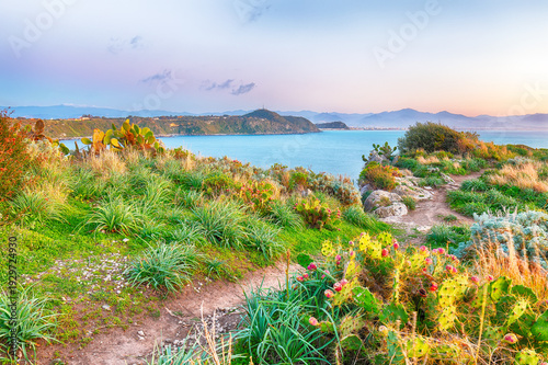 Fotografija Remarkable spring view on the the cape Milazzo panorama of nature reserve