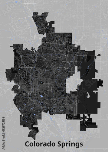 Colorado Springs City Map in Dark Mode