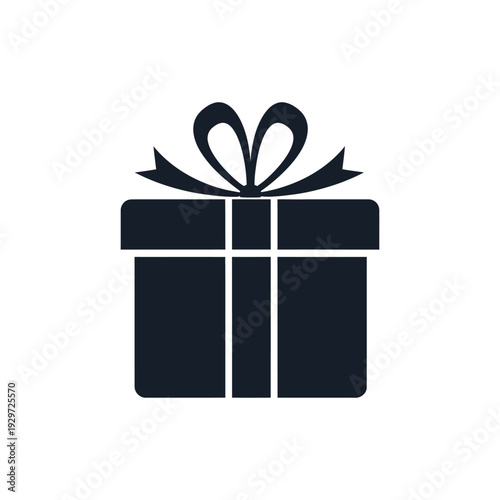 Gift box icon with ribbon and bow isolated on white background, present symbol