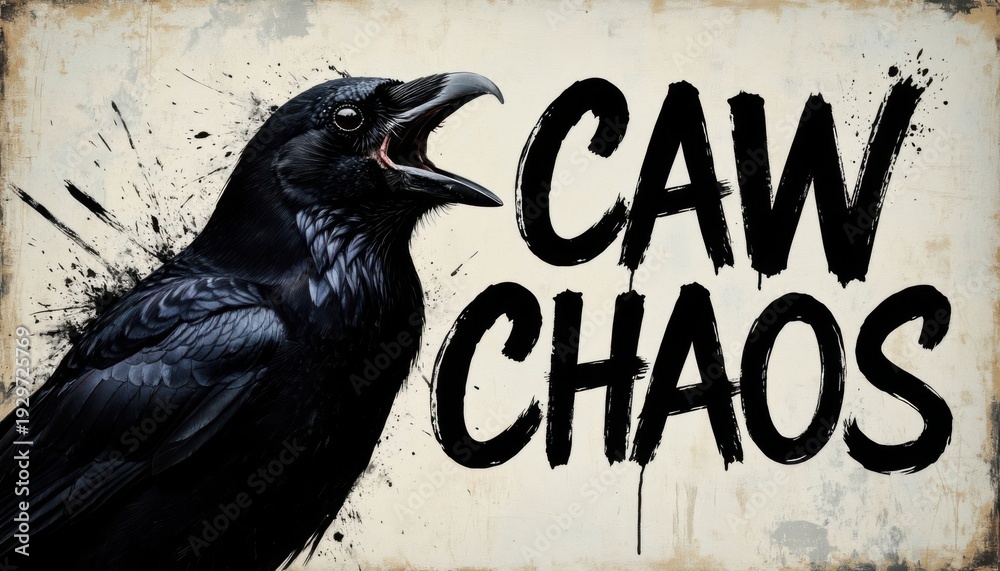 Fototapeta premium Raven shouting text art