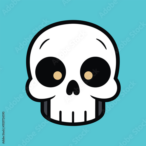 Black vector illustration of a cartoon skull and crossbones icon 
