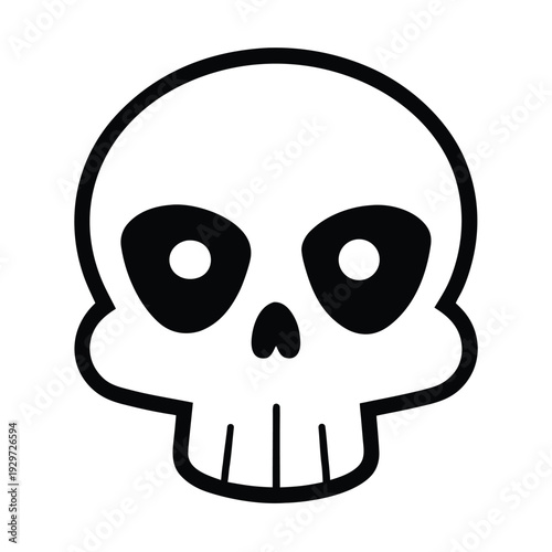 Scary black cartoon pirate skull and crossbones vector icon.