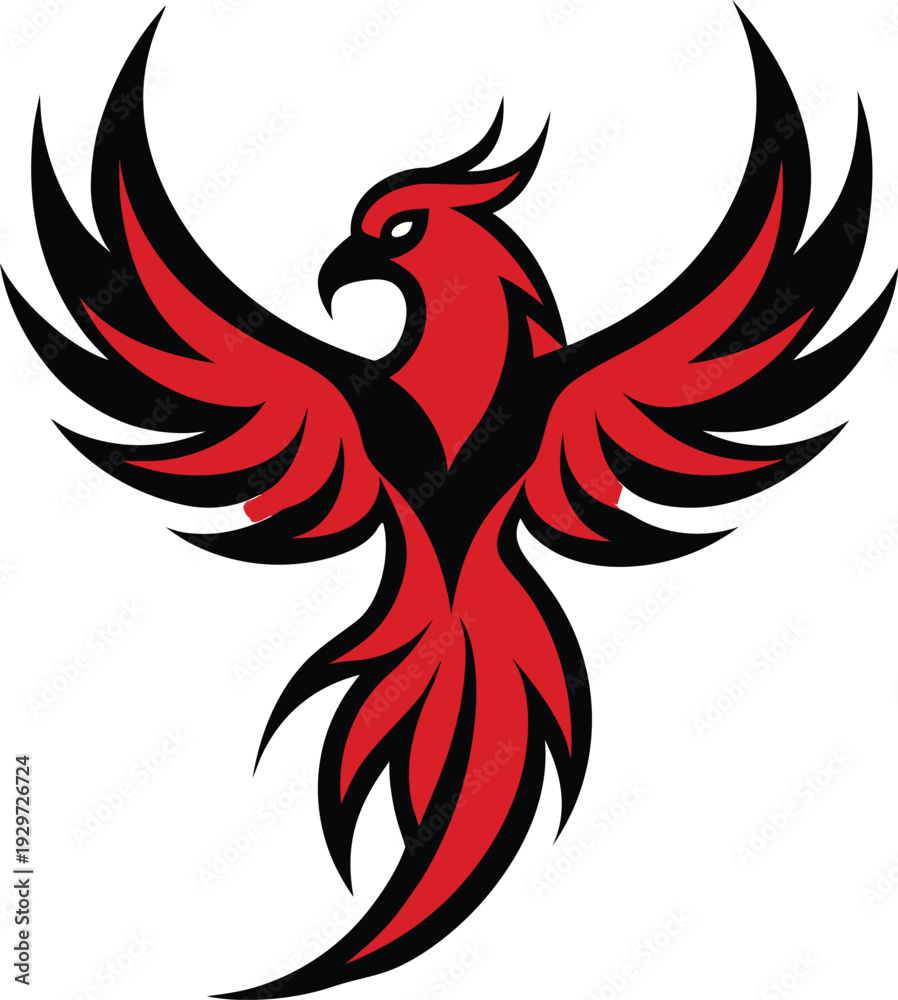 Obraz premium Phoenix Rising Tattoo Symbol of Rebirth and Power vector illustration