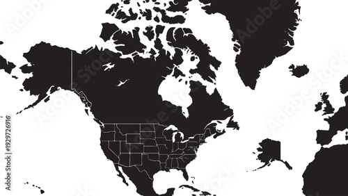 Map with State Borders Electric Blue Vector Illustration