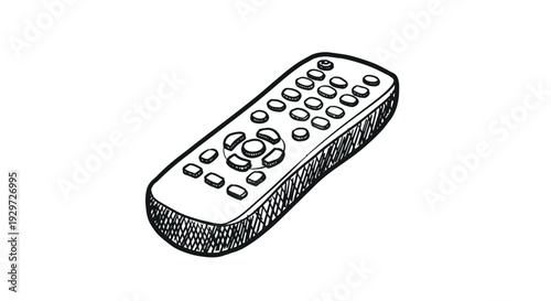 hand drawn remote control with multiple buttons simple sketch vector illustration technology device