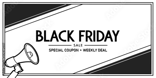Stylish Black Friday poster with clean composition and promotional layout. Ideal for business advertising, ecommerce sales and seasonal campaign visuals.