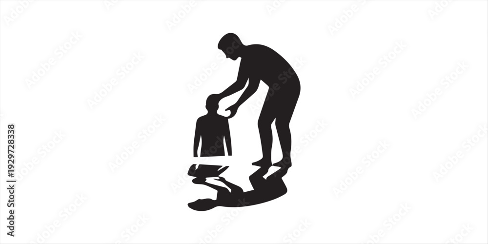 Obraz premium businessman helping his own shadow to stand up.concept business fail vector.