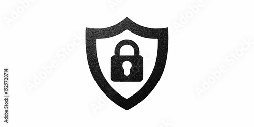 A black and white shield icon with a padlock symbolizing data security and protection