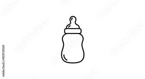 baby bottle with nipple outline hand drawn icon simple minimalistic style