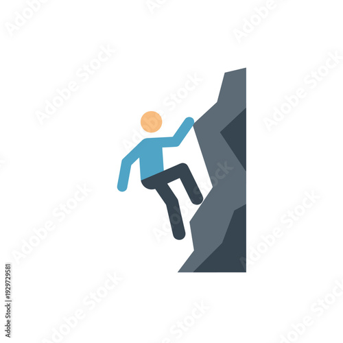 person climbing rock face icon flat design hiking and adventure symbol