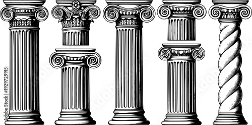 colonnade. stencil. vector with antique greek columns
