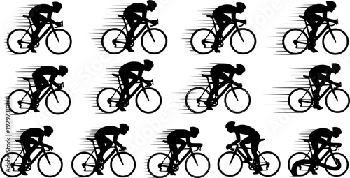 high quality race bicyclist silhouette - vector. Transparent background PNG, cutout
