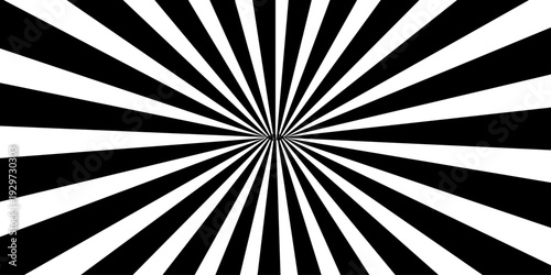 Vintage retro sunburst illustration with a black and white rays pattern and grunge texture design for a vector wallpaper backdrop