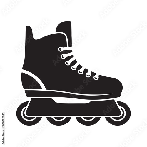 Roller Hockey Skates in silhouette flat icon style. Vector illustration element template of ice hockey equipment. Stylish editable graphic resources for many purposes. 
