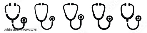 Collection of  stethoscope health silhouette icon vector set for logo