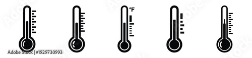Collection of  thermometer temperature silhouette icon vector set for logo