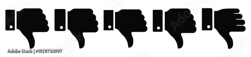 Collection of  thumbs down silhouette icon vector set for logo