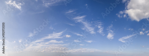Wallpaper Mural Panoramic Blue Sky With Wispy Cirrus Clouds Over Calm Horizon — Serene Cloudscape Torontodigital.ca