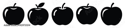 Collection of  apple fruit silhouette icon vector set for logo