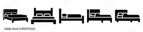 Collection of  bed furniture silhouette icon vector set for logo