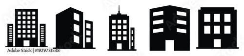 Collection of  building office silhouette icon vector set for logo