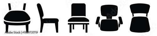 Collection of  chair seat silhouette icon vector set for logo
