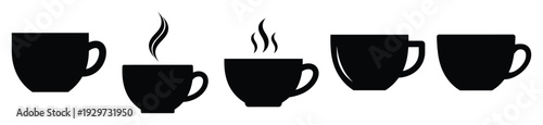 Collection of  coffee cup silhouette icon vector set for logo