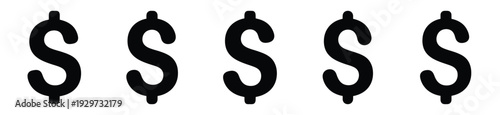Collection of  dollar currency silhouette icon vector set for logo