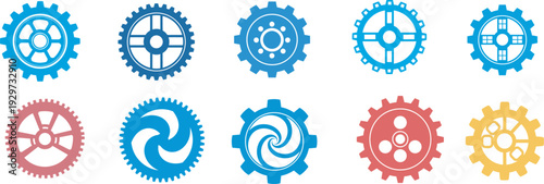 Gear Wheel Icons Set – Mechanical Cog Vector Collection 2