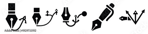 Collection of  pen tool silhouette icon vector set for logo