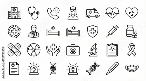 Wallpaper Mural Medical icon set with healthcare symbols in grid. Torontodigital.ca