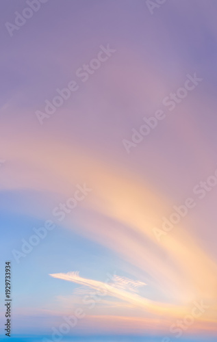 Pastel Sunrise Sky With Soft Clouds and Gentle Gradient — Serene Cloudscape Over Horizon
