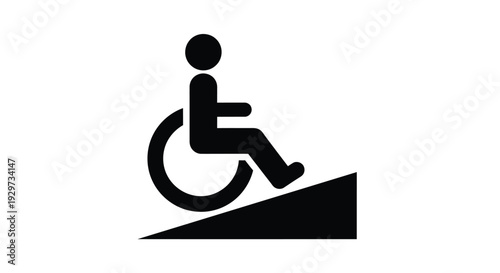 Vector illustration graphic design depicting a wheelchair user symbol moving up an accessibility ramp