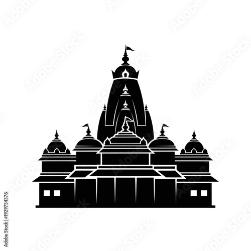 A majestic Hindu temple silhouette, symbolizing devotion and traditional architecture, perfect for cultural and spiritual themes