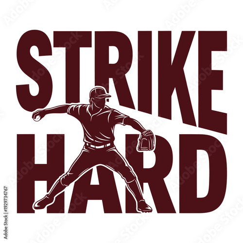 Baseball player throwing a ball with a determined expression tshirt design