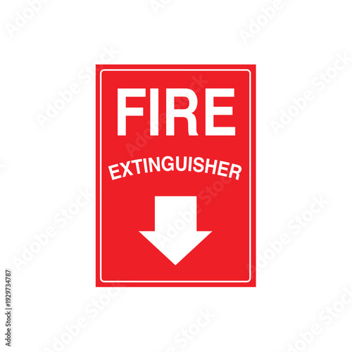 Fire Extinguisher Down Arrow Sign Vector Design Sticker Equipment Location Poster
