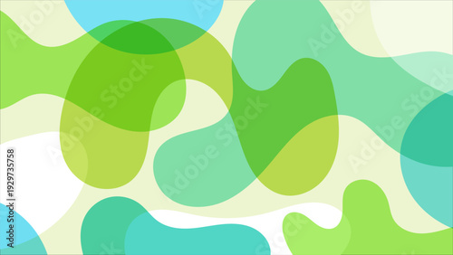 Modern abstract background featuring overlapping organic shapes in green, teal, and blue tones. Clean fluid design ideal for eco branding, wellness themes, presentations, web banners, creative layouts