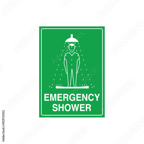 Emergency Shower Sign Green Vector Design Sticker Safety Equipment Poster
